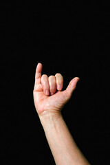 Letter Y International sign language dark background Internation