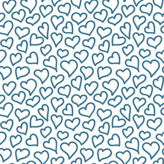 Vector heart drawing seamless pattern . Line hand drawn monochrome background. Ornament for fabric, wallpaper, packaging.