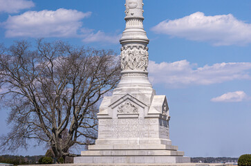 USA, Virginia, Yorktown - March 30, 2013:  Pedestal base and podium, Yorktown Victory Monument ,...