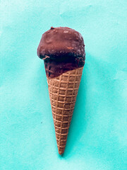 ice cream cone with chocolate icing, free space