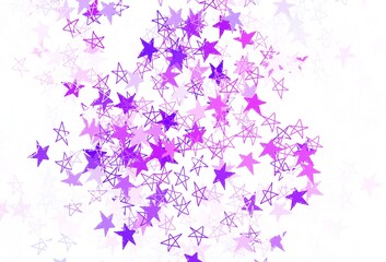 Light Purple, Pink vector texture with beautiful stars.
