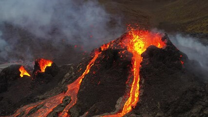 New volcano eruption on April 5 2021 in Geldingadalir - Fagradalsfjall