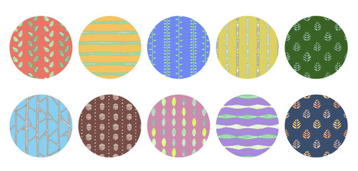 水彩柄円フレーム2