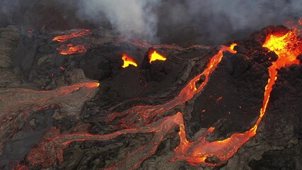 New volcano eruption on April 5 2021 in Geldingadalir - Fagradalsfjall