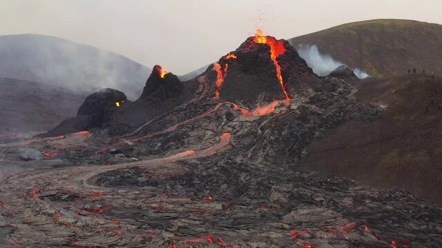 New volcano eruption on April 5 2021 in Geldingadalir - Fagradalsfjall