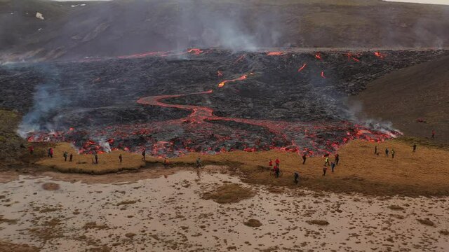 New volcano eruption on April 5 2021 in Geldingadalir - Fagradalsfjall