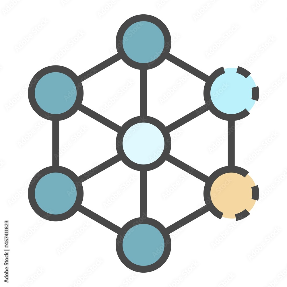 Poster complex molecule icon. outline complex molecule vector icon color flat isolated on white
