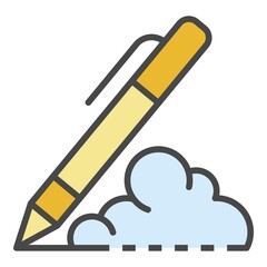 Writing pen icon. Outline writing pen vector icon color flat isolated on white