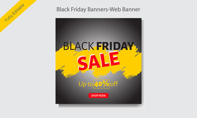 Fototapeta premium Black Friday Sale Banner, Web Banner, Web Ad Banner Template. Easy to Edit For Your Business.