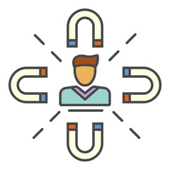 Client magnet retention icon. Outline client magnet retention vector icon color flat isolated on white