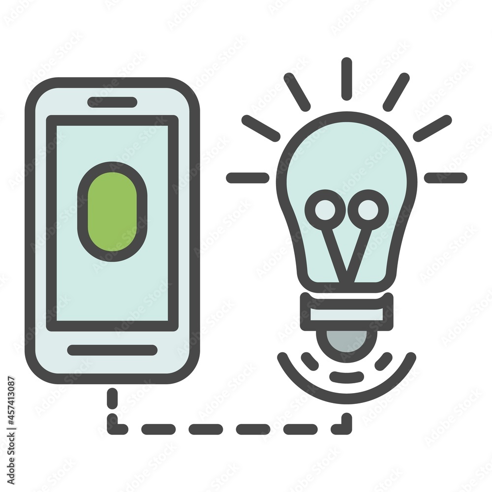 Poster smart bulb control icon. outline smart bulb control vector icon color flat isolated on white