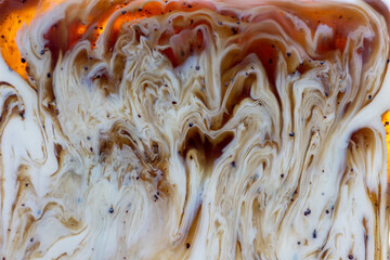 Abstract blurred background. Macro photo of handmade soap coffee with milk