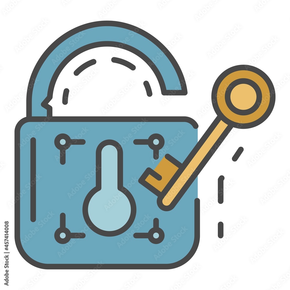 Poster unlock device security icon. outline unlock device security vector icon color flat isolated on white