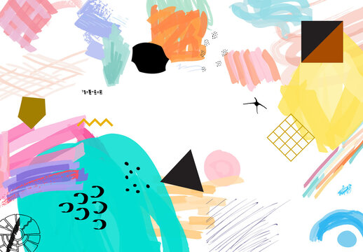 Set of Artistic Hand Drawn Scribbles with Marker and Ink