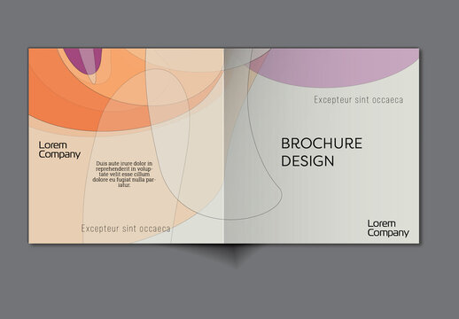 Brochure Cover Layout with Abstract Overlapping Pastel Transparent Shapes