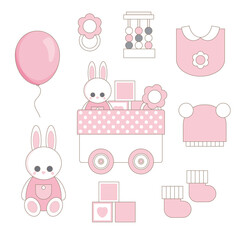 Gifts and decorations for baby shower