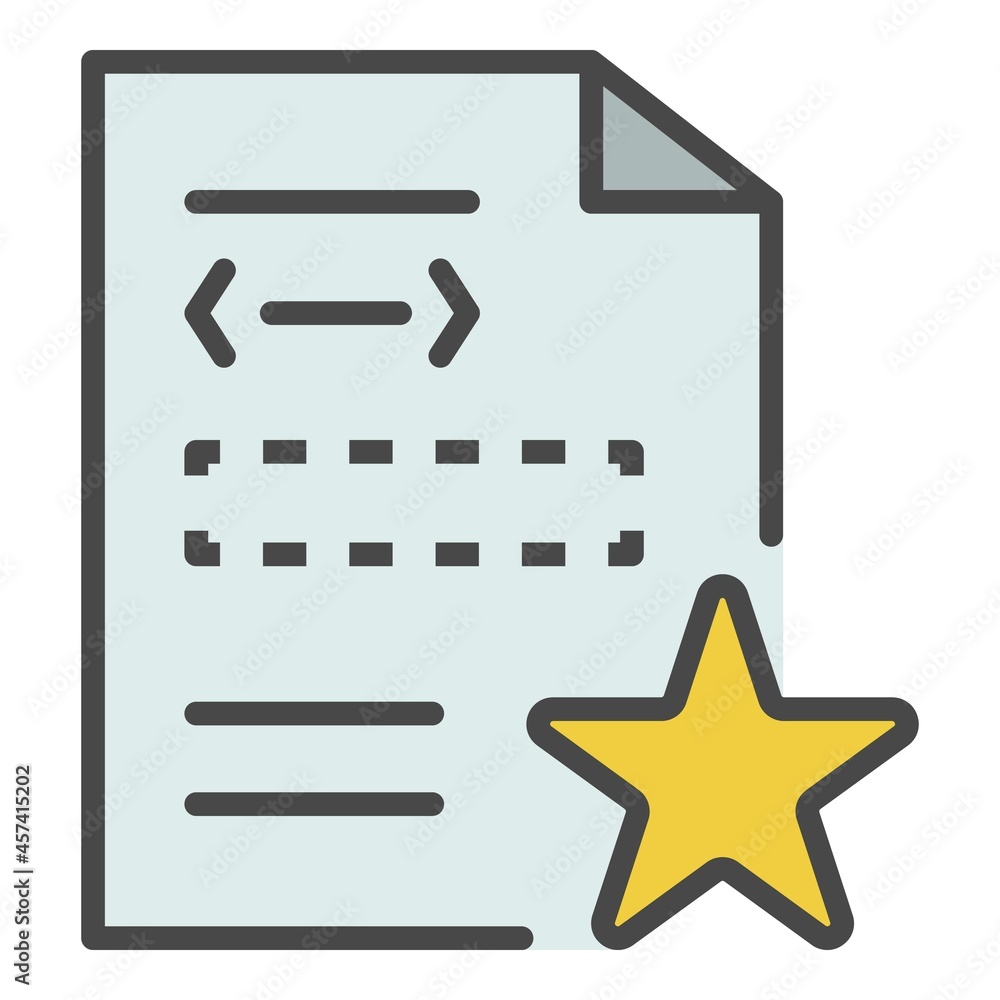 Poster star security document icon. outline star security document vector icon color flat isolated on white