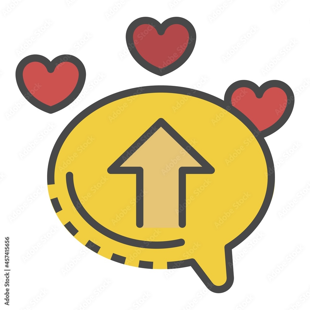 Poster upload chat heart icon. outline upload chat heart vector icon color flat isolated on white