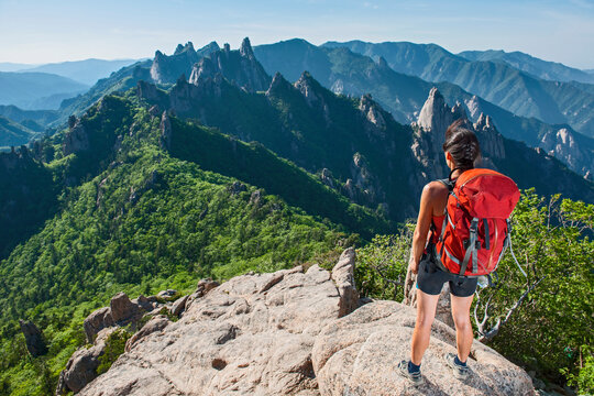 woman hiking at Seoraksan national park in Korea