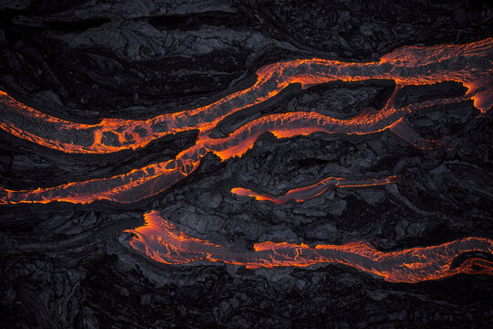 Rough terrain with flowing hot lava
