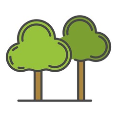 Eco park tree icon. Outline eco park tree vector icon color flat isolated on white