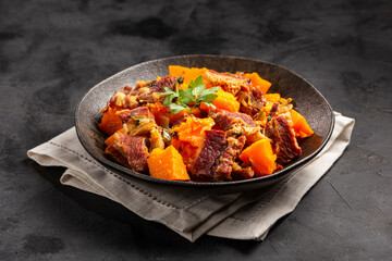 Dried meat with pumpkin. Tipical brazilian dish.