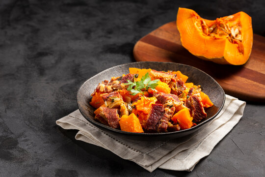 Dried meat with pumpkin. Tipical brazilian dish.