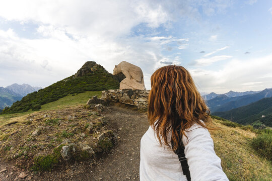 Woman enjoying the views of the Picos de Europa