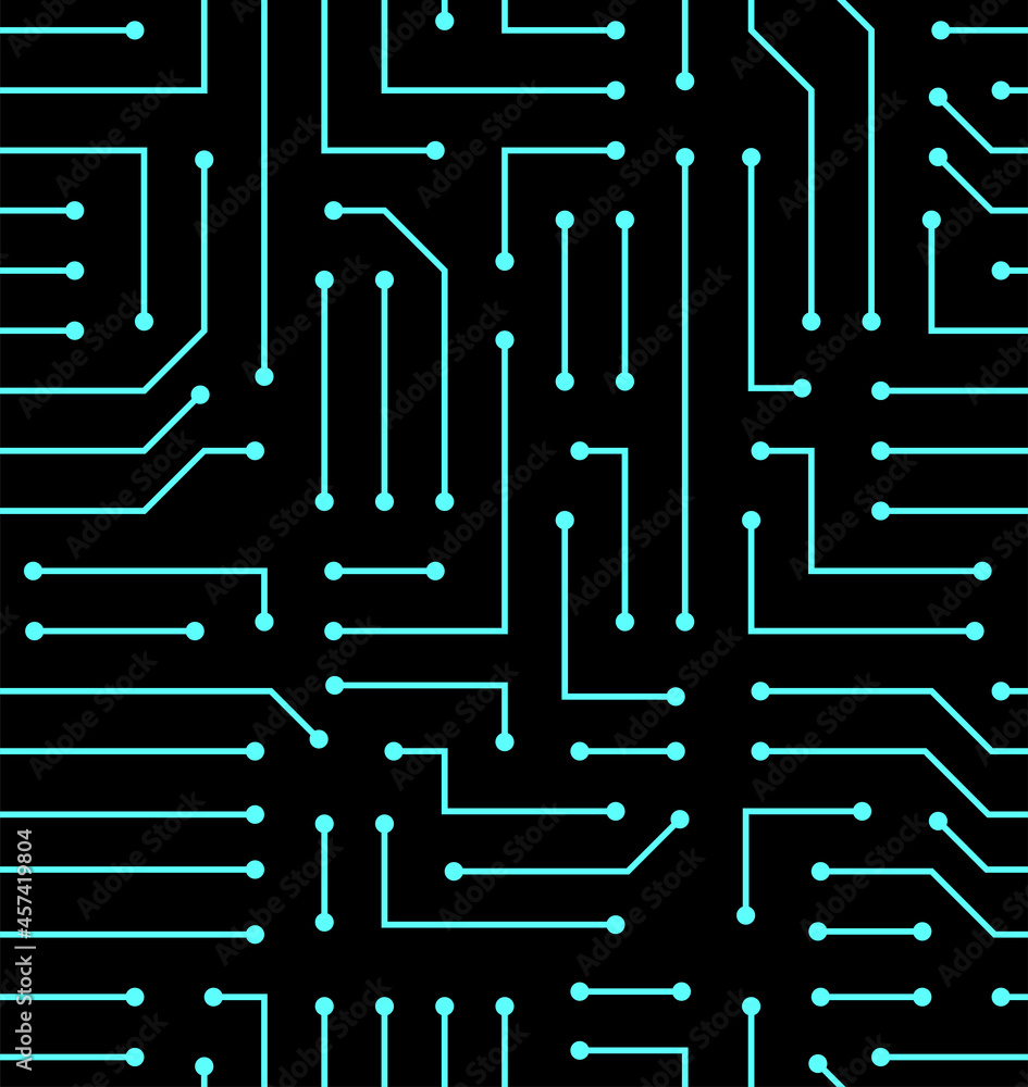 Leinwandbilder Technology background with micro circuit board. Seamless high tech pattern. IT texture. Stock vector illustration.