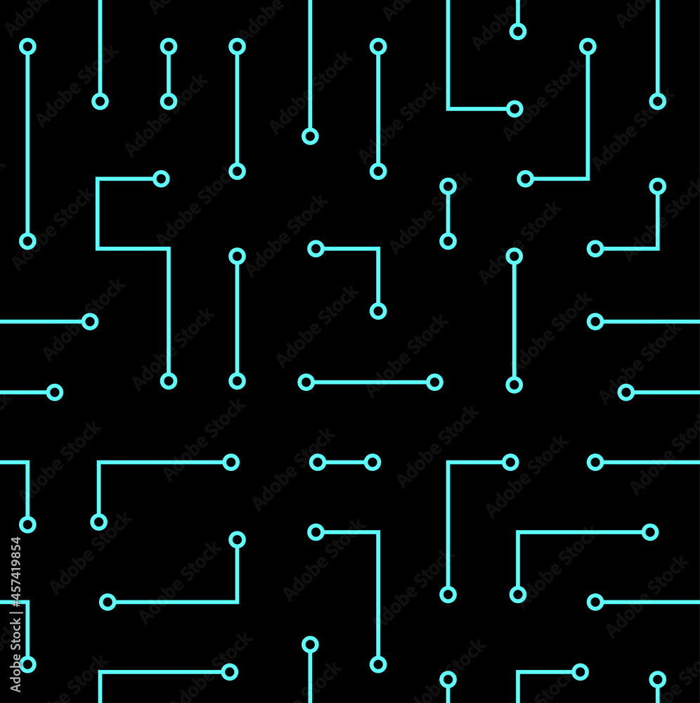 Leinwandbilder Technology background with micro circuit board. Seamless high tech pattern. IT texture. Stock vector illustration.