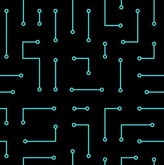 Technology background with micro circuit board. Seamless high tech pattern. IT texture. Stock vector illustration.