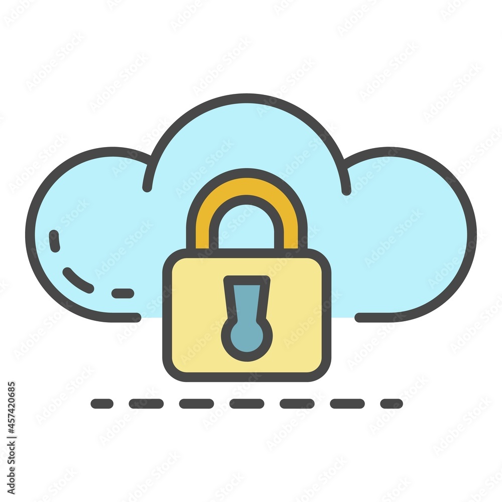 Aufkleber data cloud lock icon. outline data cloud lock vector icon color flat isolated on white
