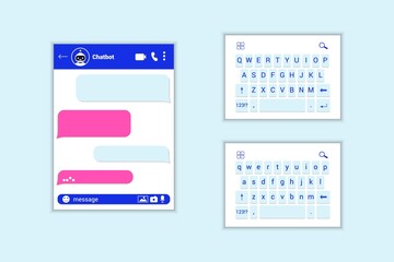 Interface smartphone chat vector template illustration Messenger window SMS messenger mobile app screen Compose dialogues mockup Online chat rooms for websites and mobile applications isolated Flat UI