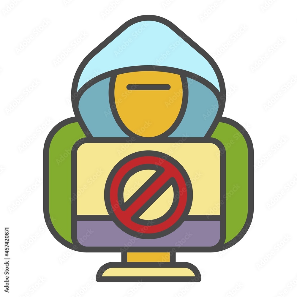 Poster no hacker activity icon. outline no hacker activity vector icon color flat isolated on white