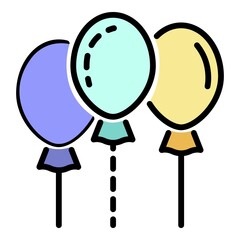 Group ballon icon. Outline group ballon vector icon color flat isolated on white