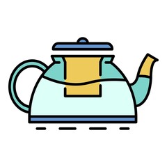 New teapot icon. Outline new teapot vector icon color flat isolated on white