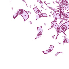 European Union Euro notes falling. Messy EUR bills