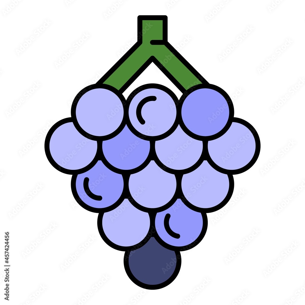 Poster raw grape icon. outline raw grape vector icon color flat isolated on white