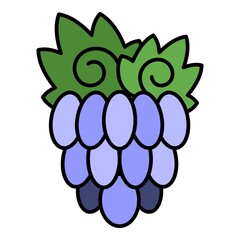 Garden grape icon. Outline garden grape vector icon color flat isolated on white