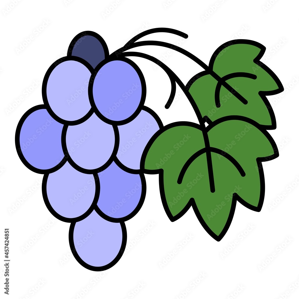 Poster cabernet grape icon. outline cabernet grape vector icon color flat isolated on white
