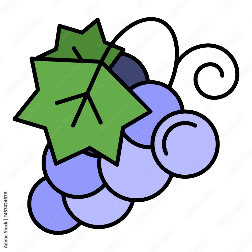 Poster concord grape icon. outline concord grape vector icon color flat isolated on white