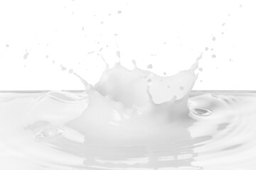 Splashes of milk on white background