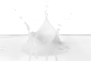 Splashes of milk on white background