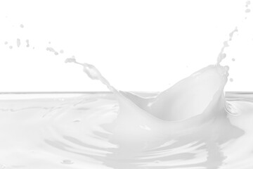 Splashes of milk on white background
