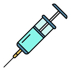 Syringe icon. Outline syringe vector icon color flat isolated on white