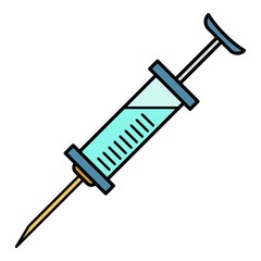 Medical syringe icon. Outline medical syringe vector icon color flat isolated on white