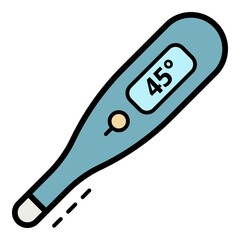 High temperature thermometer icon. Outline high temperature thermometer vector icon color flat isolated on white