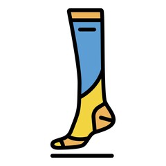 Soccer sock icon. Outline soccer sock vector icon color flat isolated on white