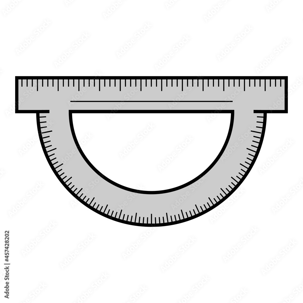 Poster protractor icon. outline protractor vector icon color flat isolated on white
