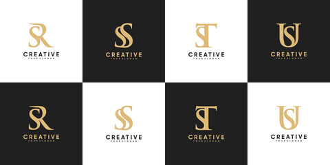 set of initial logo letter SR - SU, reference for your luxury logo